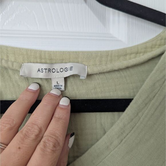 Astrologie Green Cotton Gauze Long Sleeve Top | Women’s Large - Picture 2 of 4